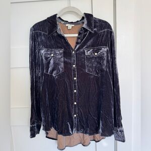 Sundance Velvet Top with Floral Detail - size large